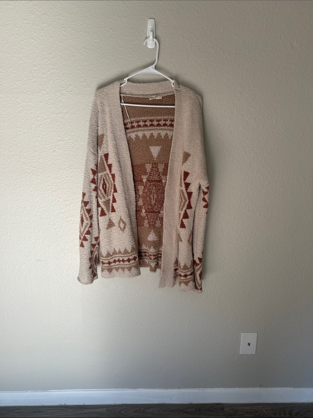 Cozy Western Open-Front Women's Sweater Cardigan - Cream & Brown